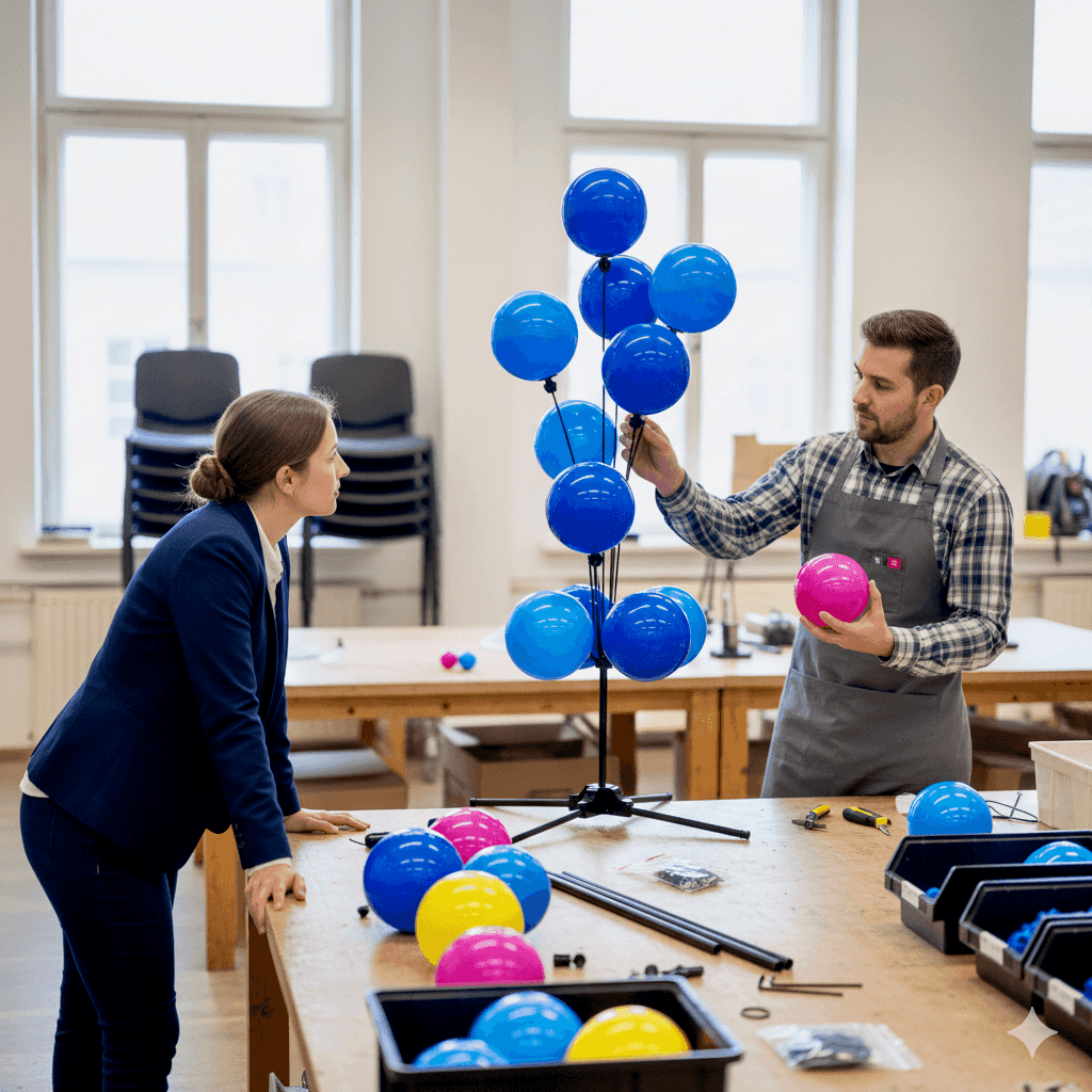 Freundliches PilaMania-Team, das bereit ist, Ihnen bei Fragen und Ratschlägen zur Ballondekoration zu helfen
