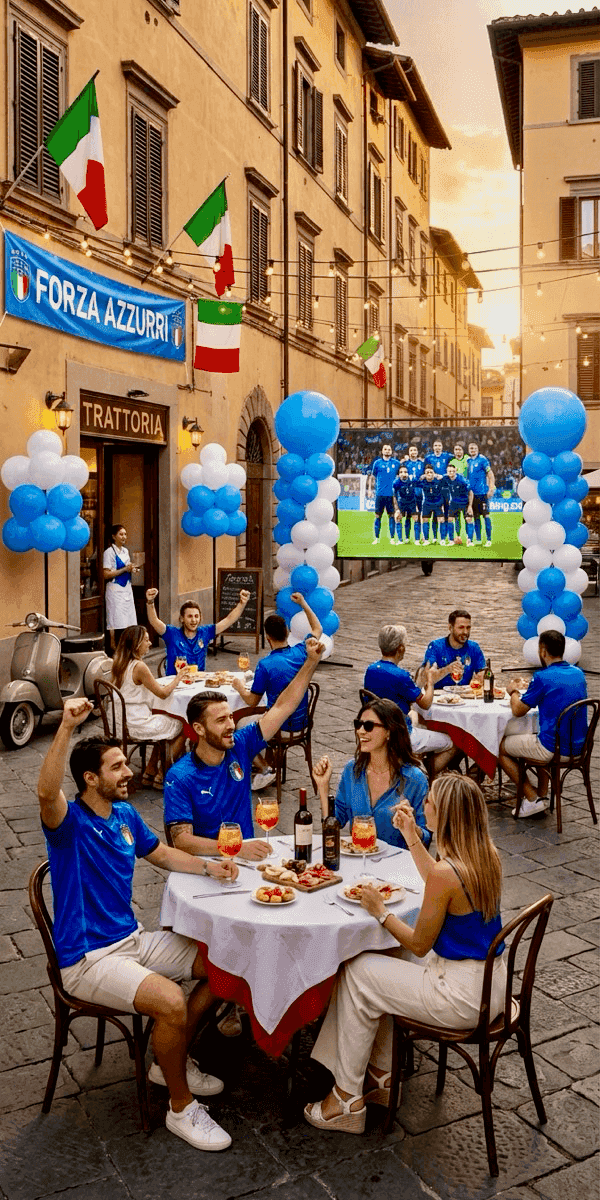 Ballonsäule mit stimmungsvoller Beleuchtung für Fußballevent