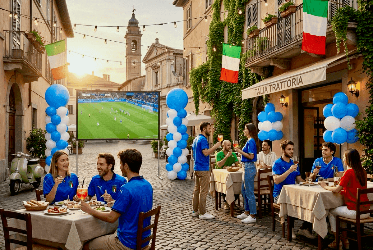Atmosphärische Ballondekoration bei Fußballspiel