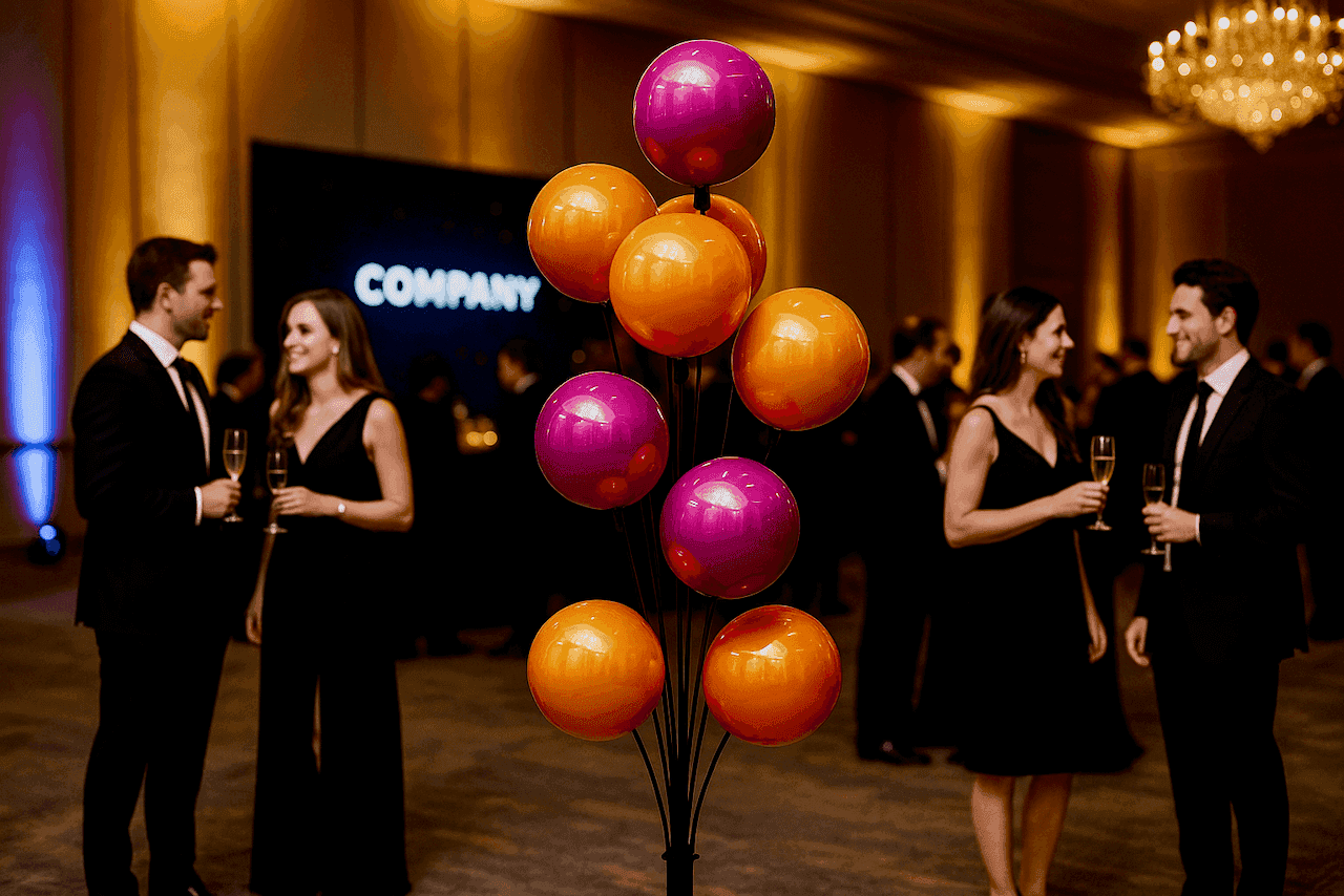 Ballon Werbedisplay verstärkt die luxuriöse Atmosphäre unter eleganten Gala-Besuchern.