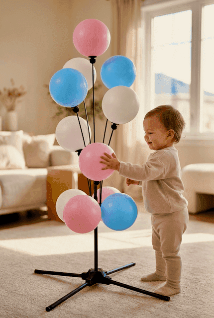 Sichere latexfreie PilaMania Ballondekoration für Gender Reveal, sicher rund um Babys und Kleinkinder