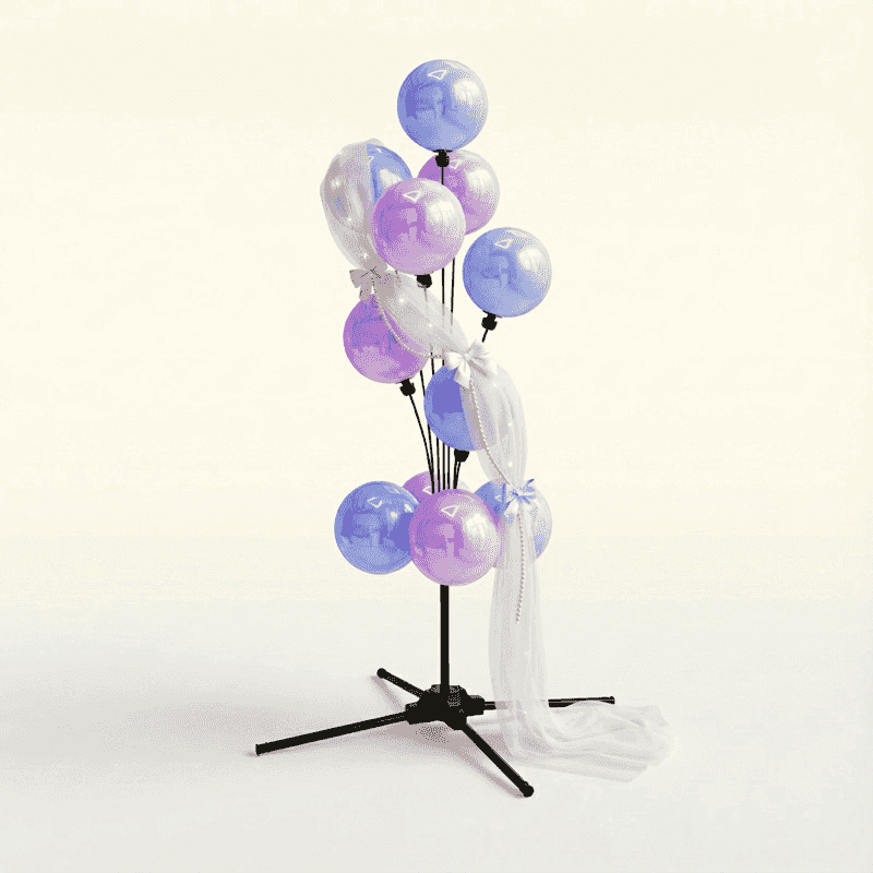 Verträumte Gender Reveal Ballonfontäne in sanften Pastelltönen mit weißen Tüllschleifen und transparenten Akzenten