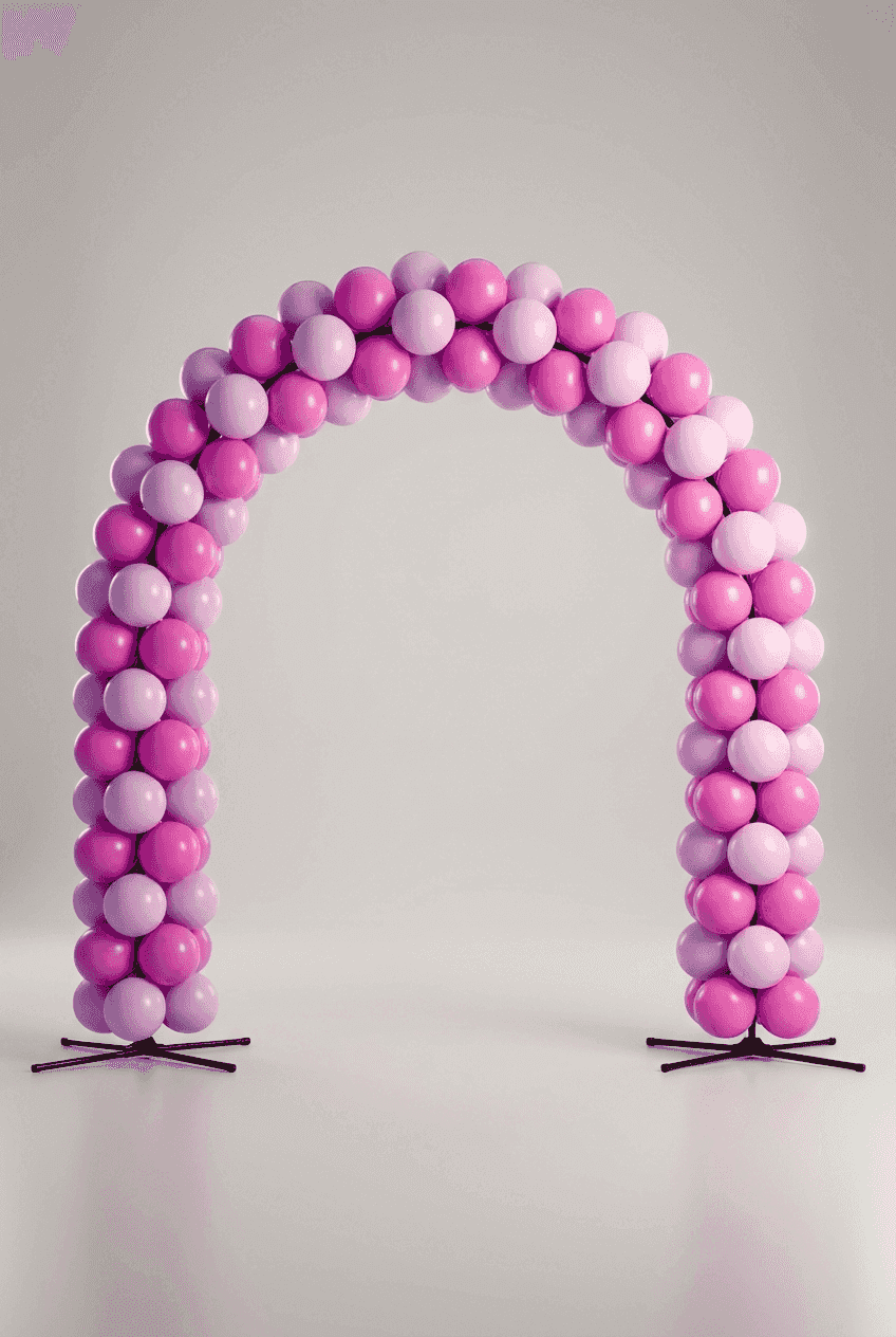 Regenbogen-Ballonbogen über einem Durchgang