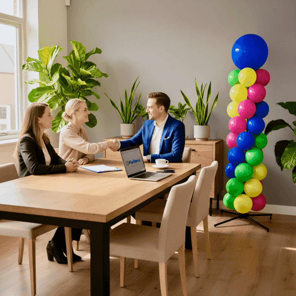 Partner und Kunden arbeiten bei Dekorationsprojekten zusammen