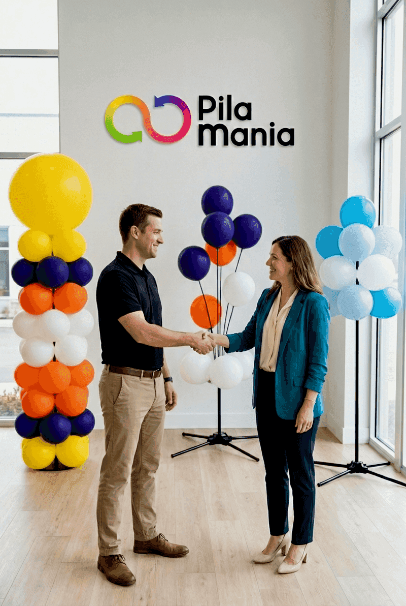 PilaMania Partner im Gespräch mit Kunde über Dekorationsmöglichkeiten für Veranstaltung