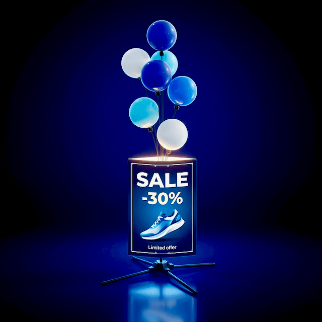 PilaMania Fontäne mit Sandwichschild-Signage-Display für Einzelhandel und Events