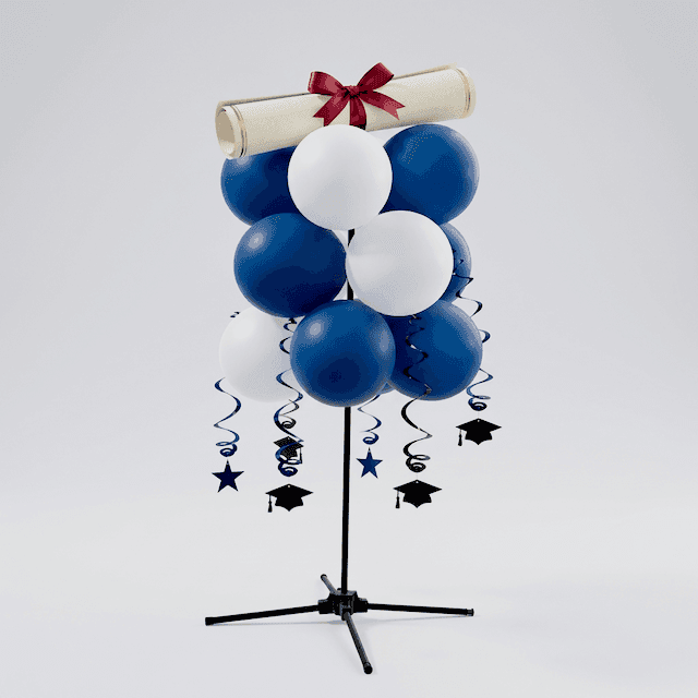 PilaMania stehende Ballontraube mit goldener Zahl 2025 als Topper für Abschlussfeier Schuljahr