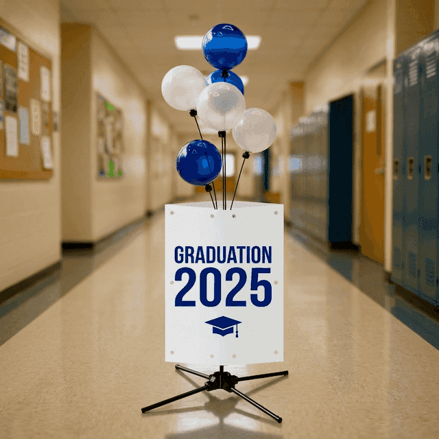 Ballon-Signagedisplay mit Fachbereichsname als Orientierungspunkt am Tag der offenen Tür