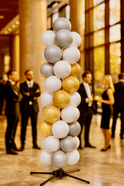Elegante Ballonsäule als Mottoparty-Dekoration — wiederverwendbare PVC-Ballons von PilaMania