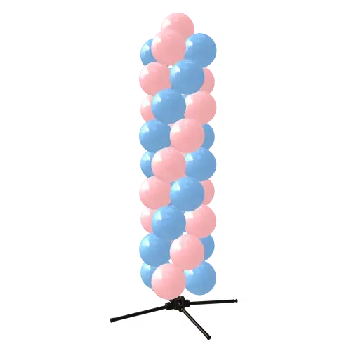 PilaMania Ballonsäule in Rosa und Blau auf ihrem Ständer, ohne Umgebung