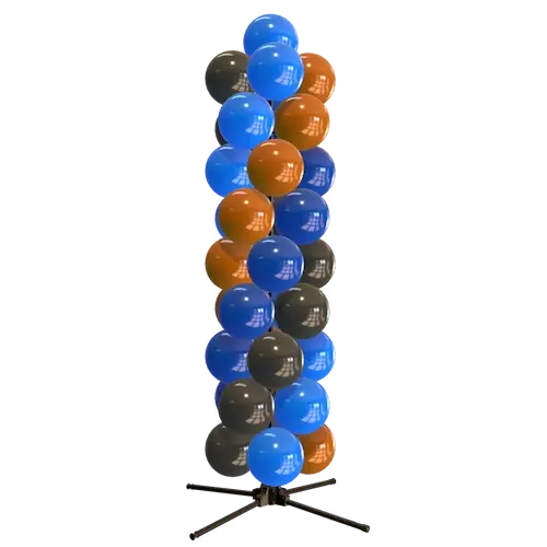 PilaMania Ballonsäule in Blau, Anthrazit und Kupfer auf ihrem Ständer, ohne Umgebung