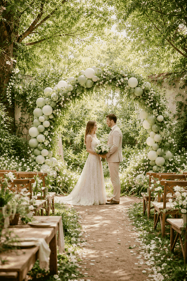 Nachhaltige wiederverwendbare Ballondekoration für eine umweltbewusste Hochzeit